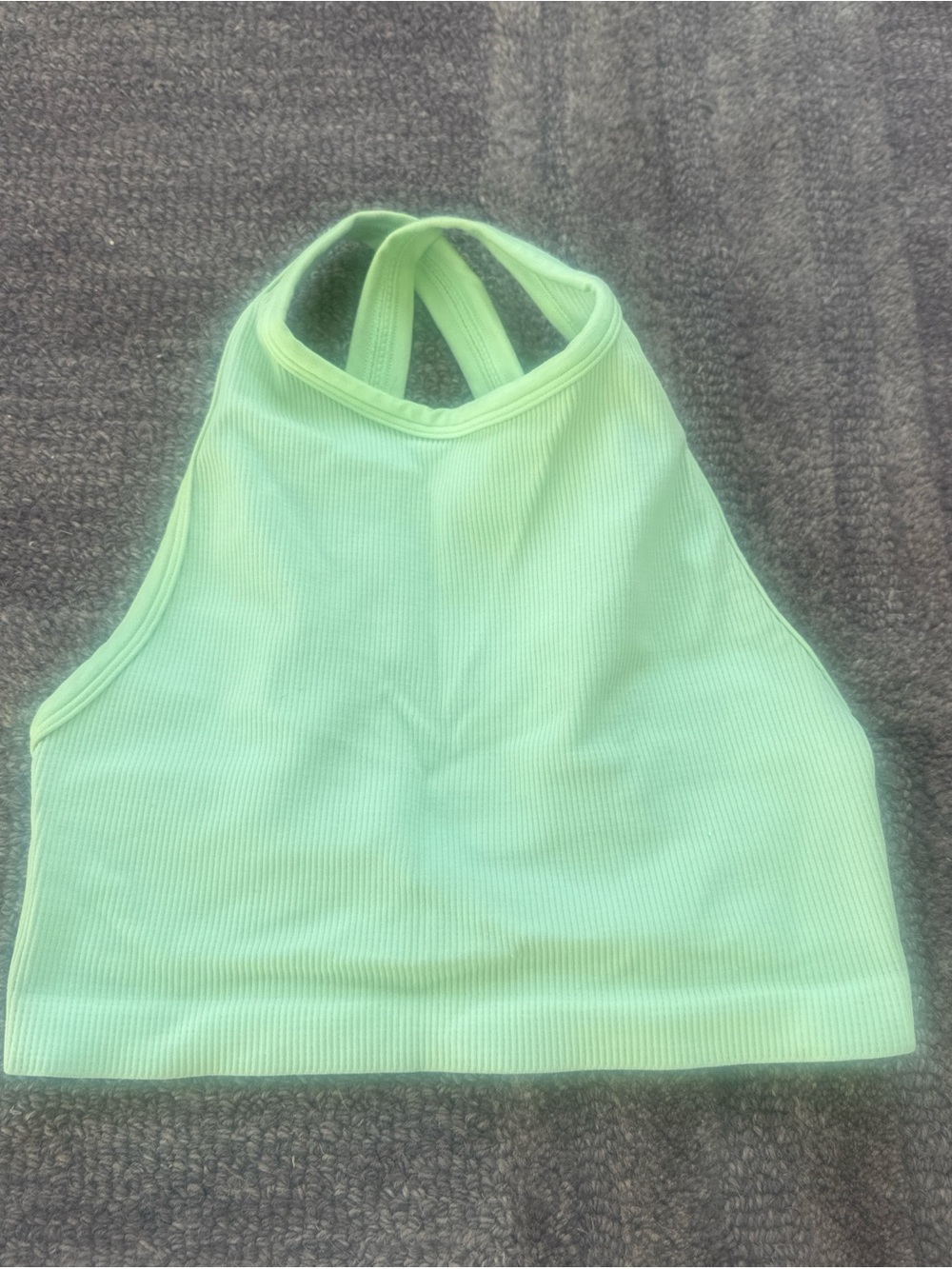 TNA Green Ribbed Halter Crop Top